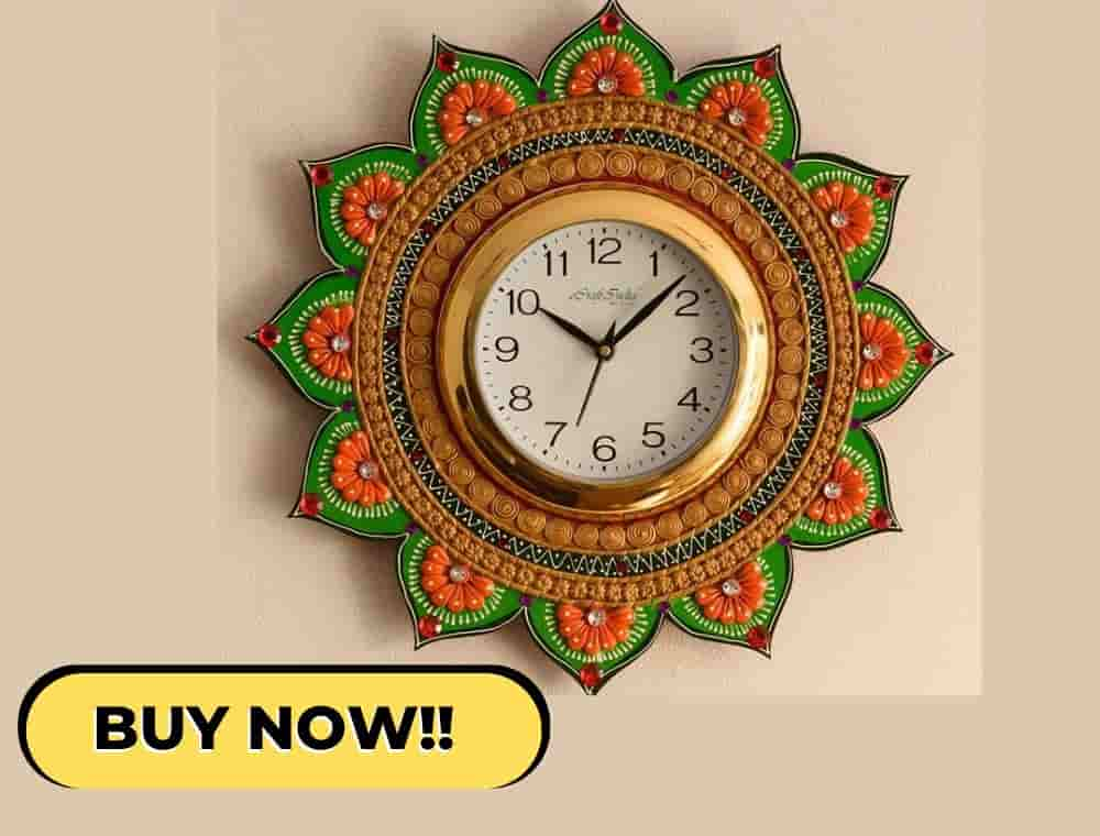 Ecraft India Wooden And Papier-Mache Wall Clock