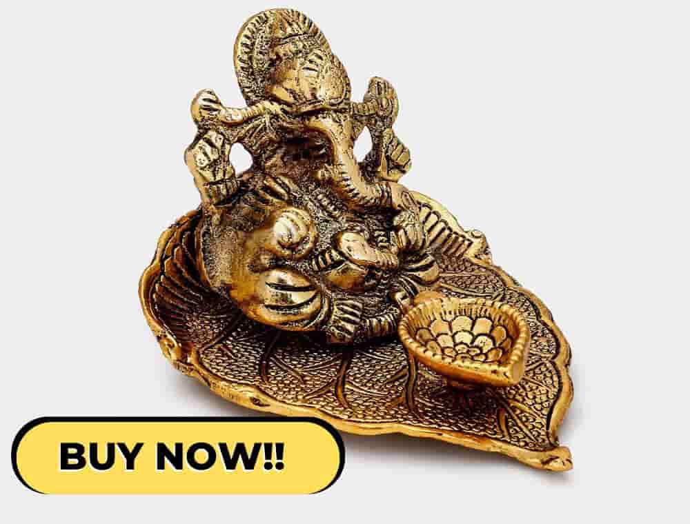 Best Gifts For Old Parents In India 2023 11 Lord Ganesh Ji Leaf With Diya – No.1 Best Gifts For Parents