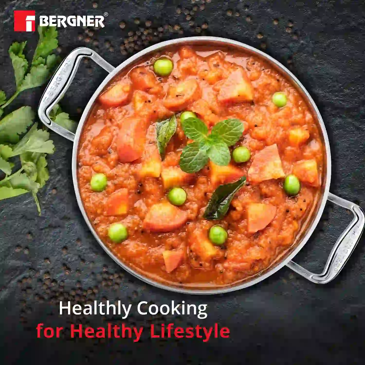Best Tri Ply Stainless Steel Cookware In India 2023 4 Bergner Argent Tri Ply Stainless Steel Kadhai with Stainless Steel lid