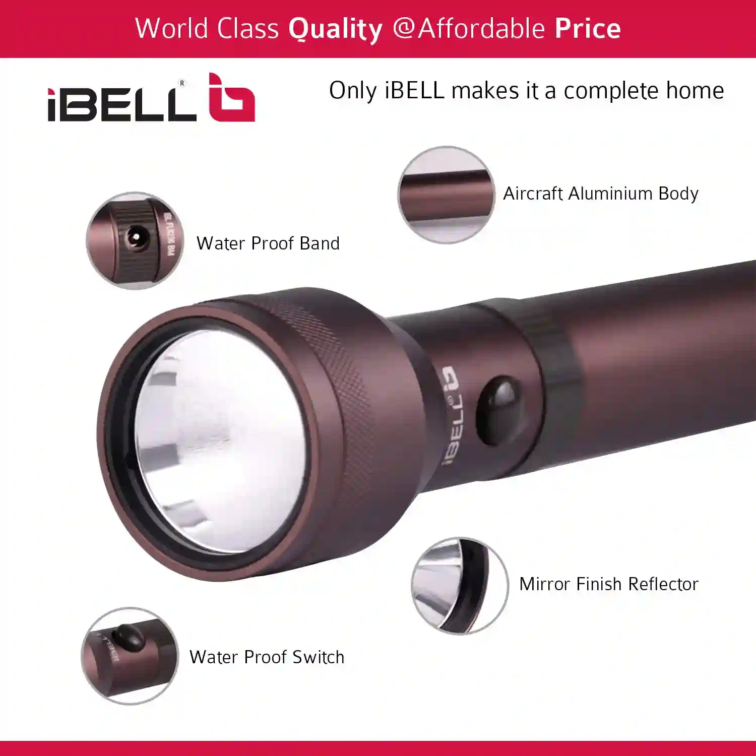 iBELL FL8289 Rechargeable Long Distance Range Torch Light in India